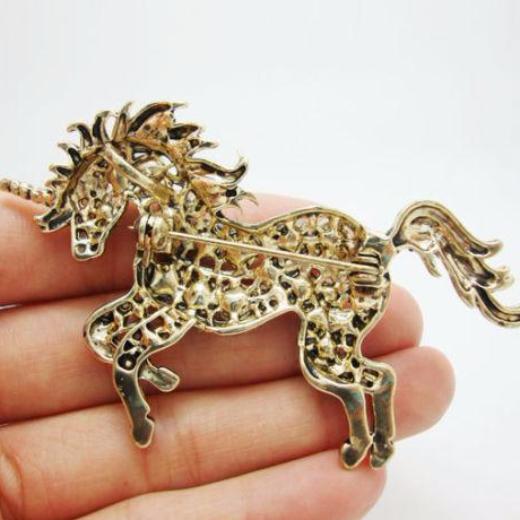 Gold-Purple Rhinestone Crystal Unicorn Brooch-100 Unicorns