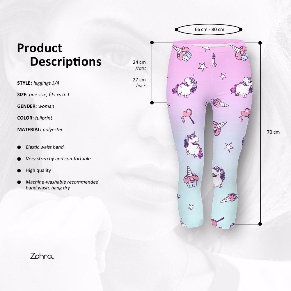 Women's Mid-Calf Unicorn Leggings Details
