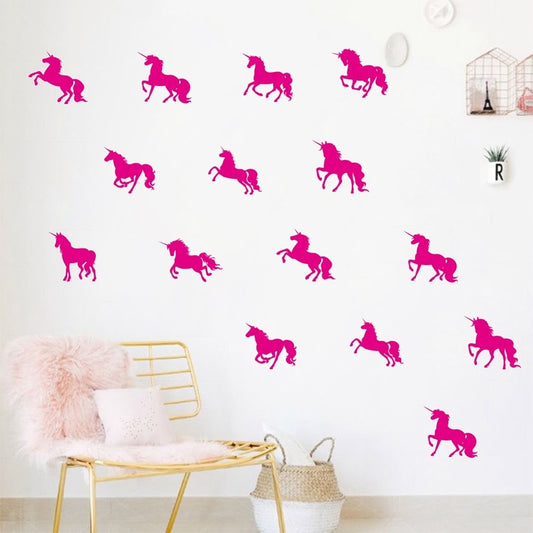 16pc Unicorn Silhouette Wall Decal Stickers
