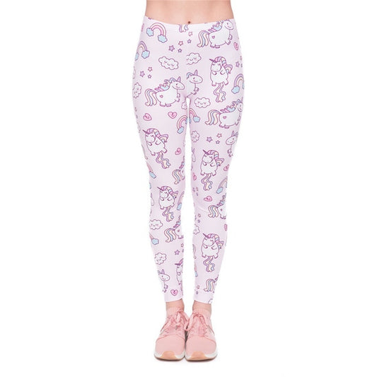 Women's Pink Floating Unicorn Pattern Leggings
