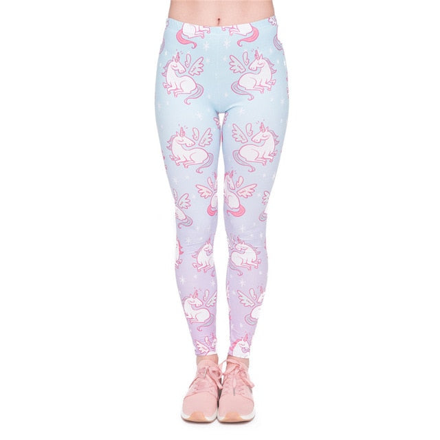 Women's Blue Gradient Winged Unicorn Leggings