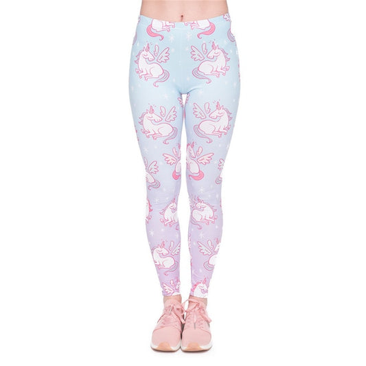 Women's Blue Gradient Winged Unicorn Leggings