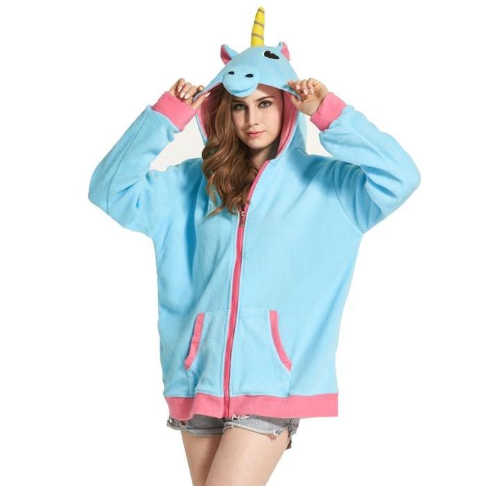 Blue Fleece Unicorn Hoodie