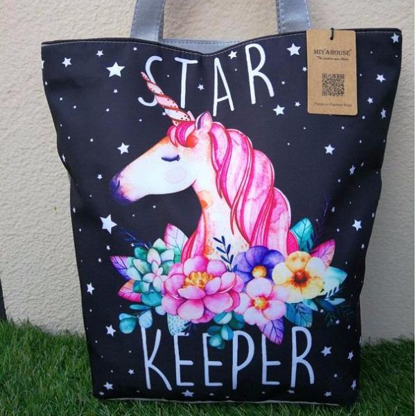Unicorn Star Keeper Canvas Beach Tote Bag