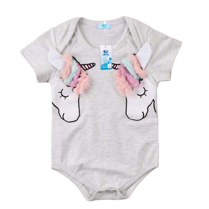 Baby Girl's Double Unicorn Onesie Bodysuit