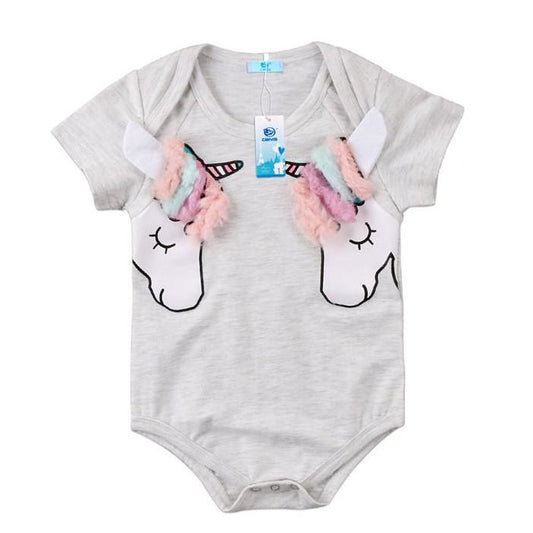 Baby Girl's Double Unicorn Onesie Bodysuit