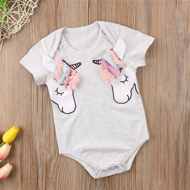 Girl's Double Unicorn Baby Bodysuit