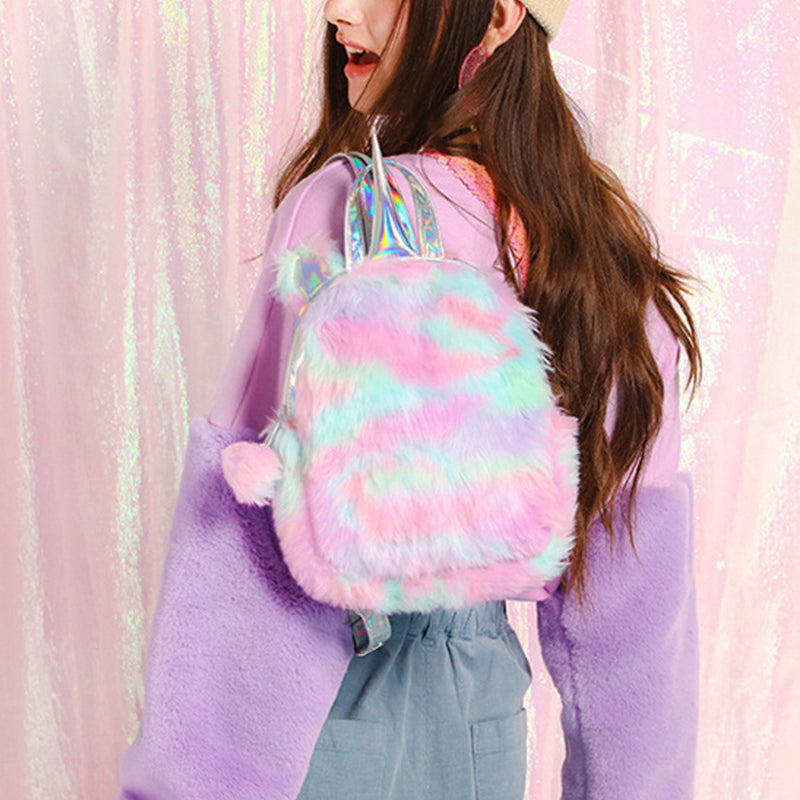 Plush Rainbow Unicorn Backpack