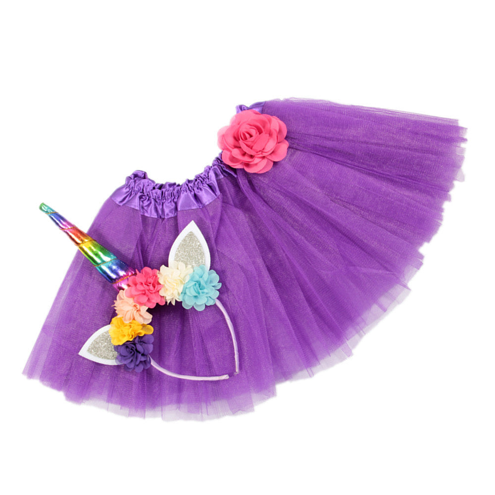Baby Girls 2-Piece Unicorn Headband / Tutu Set