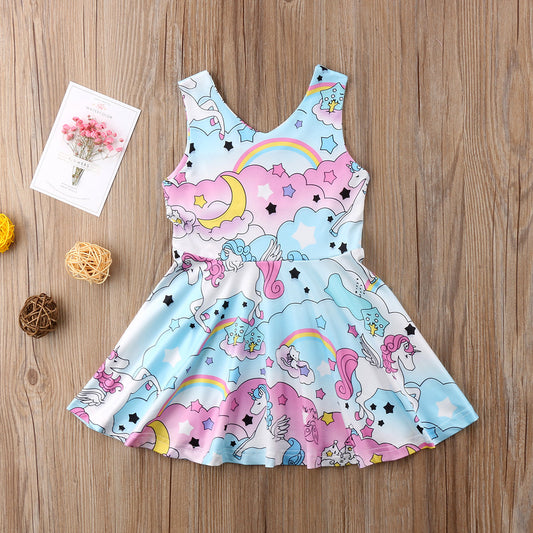 Sleeveless Unicorn Party Dress Back