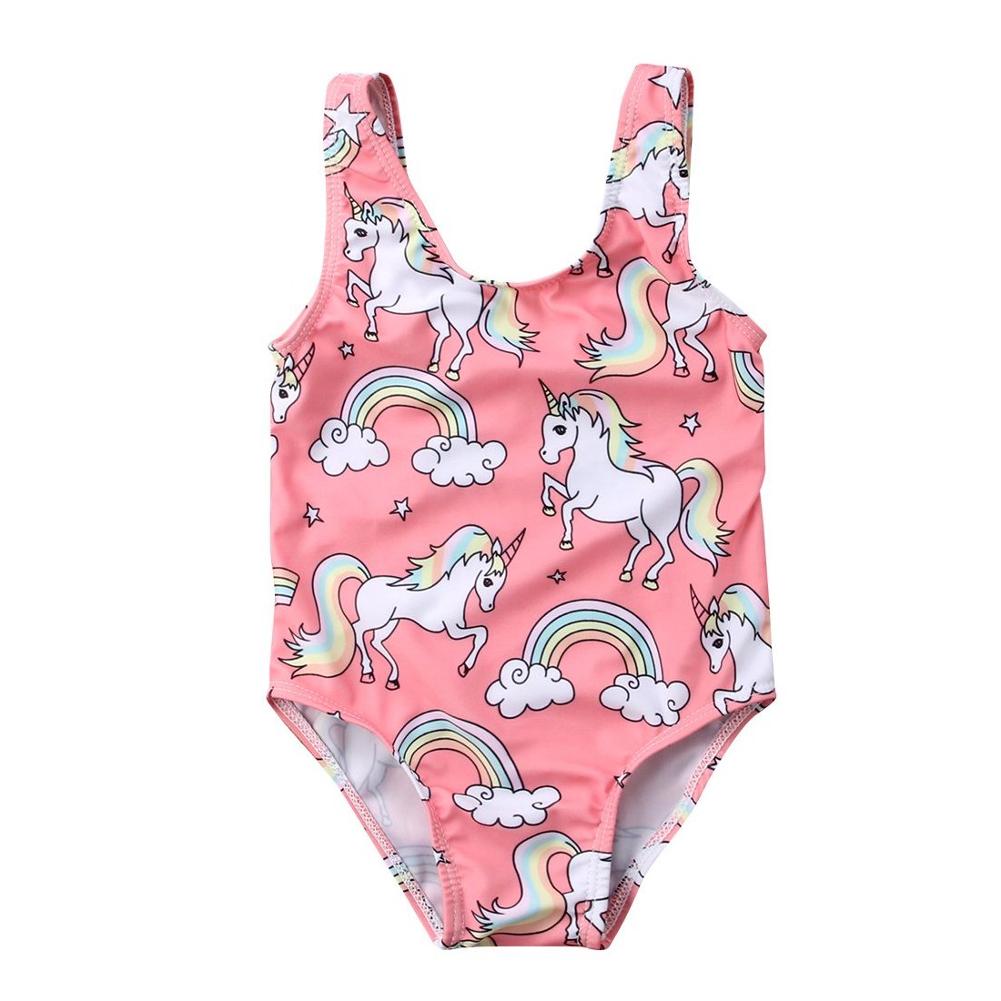Baby Girls Pink Rainbow Unicorn Swimsuit