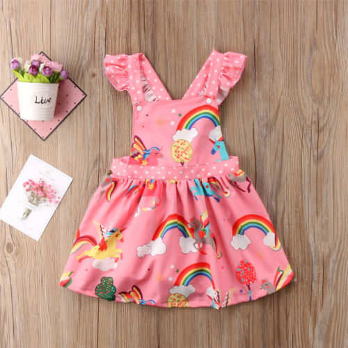 Girls Rainbow Unicorn Party Dress