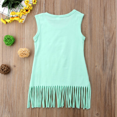 Back of Teal Green Unicorn Sun Dress
