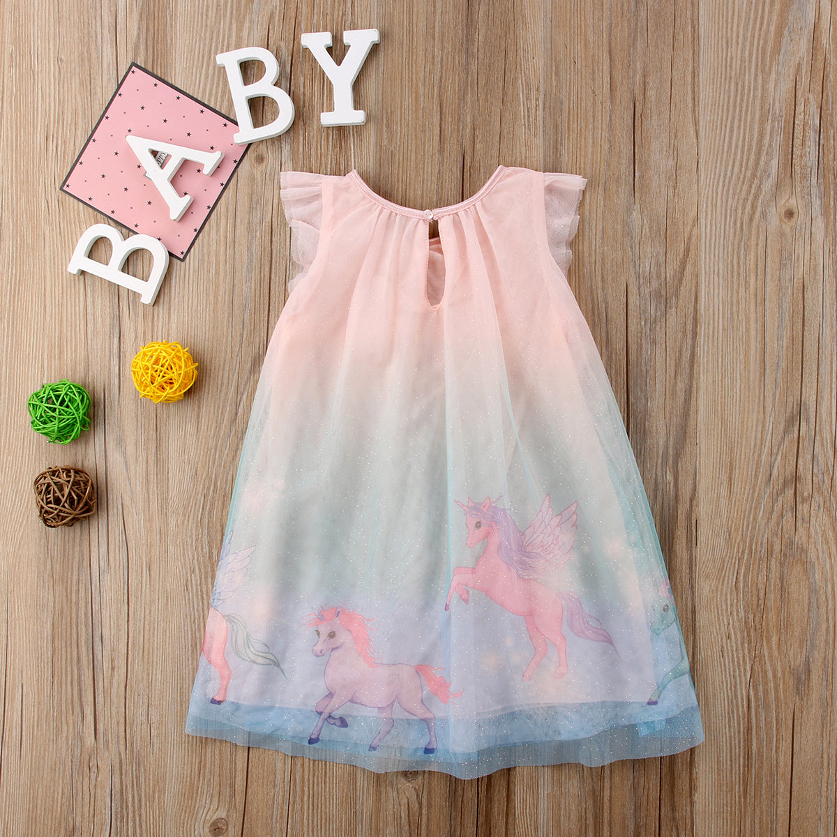 Back of Rainbow Unicorn Summer Dress