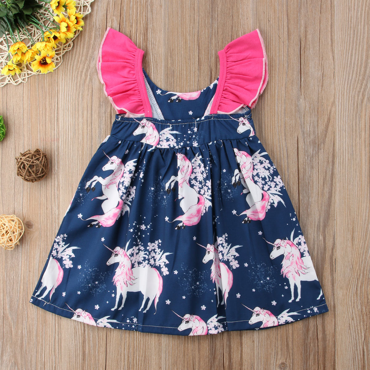 Sleeveless Blue Unicorn Girls Dress
