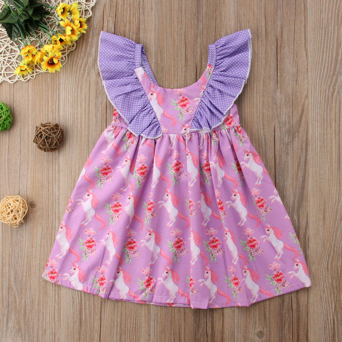Girls Purple Unicorn Dress