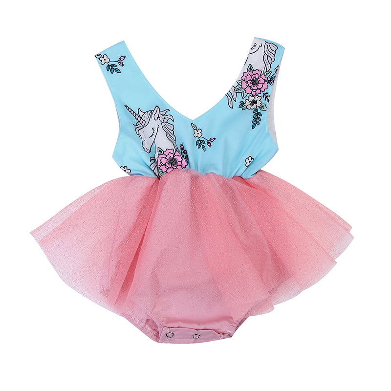 Cyan Unicorn Romper Dress