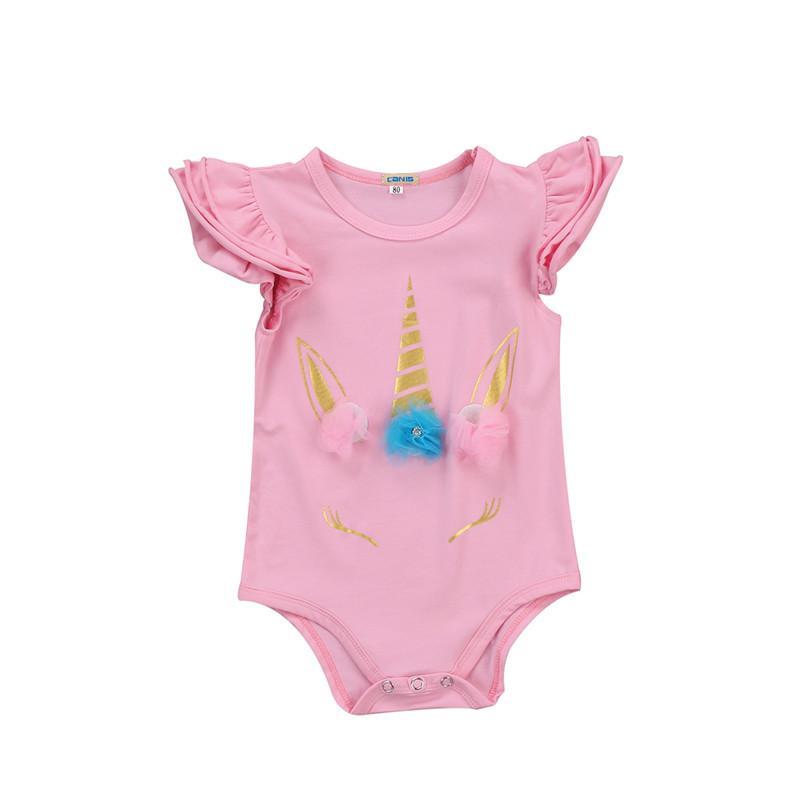 Pink Unicorn Crown Baby Onesie