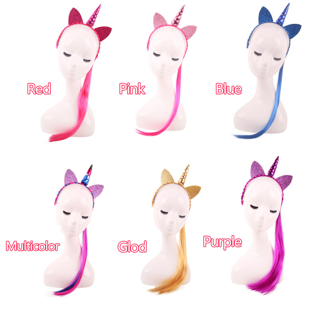Glittery Unicorn Horn Headband w/ Ponytail