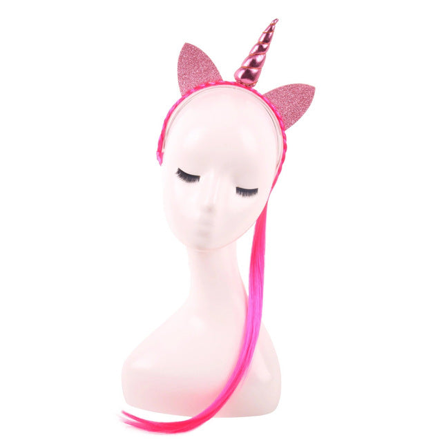 Glittery Unicorn Horn Headband w/ Ponytail