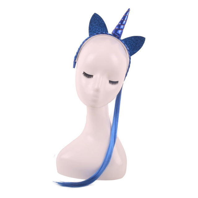 Glittery Unicorn Horn Headband w/ Ponytail
