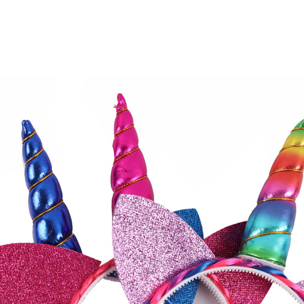 Glittery Unicorn Horn Headband w/ Ponytail