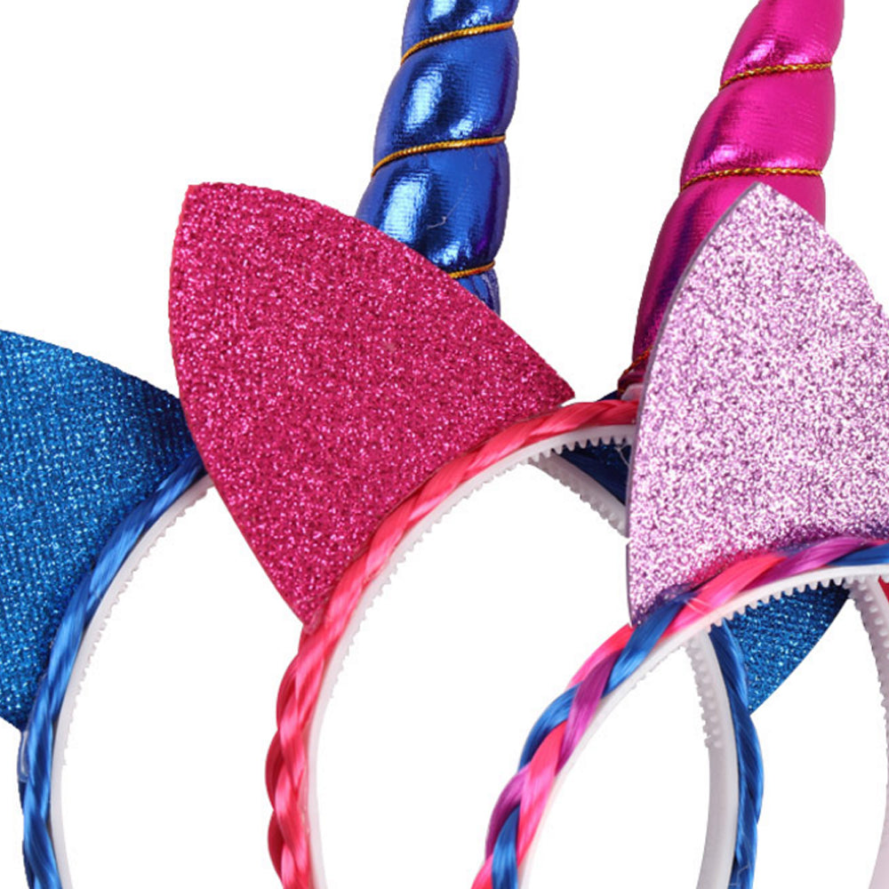 Glittery Unicorn Horn Headband w/ Ponytail