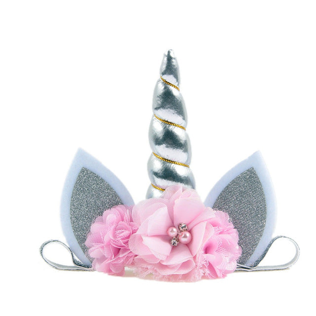 Kids Elastic Unicorn Horn Headband w/ Ears
