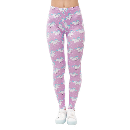 Women's Pink Cartoon Unicorn Pattern Leggings