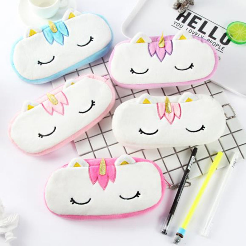 Cute Plush Baby Unicorn Pencil Bag Case