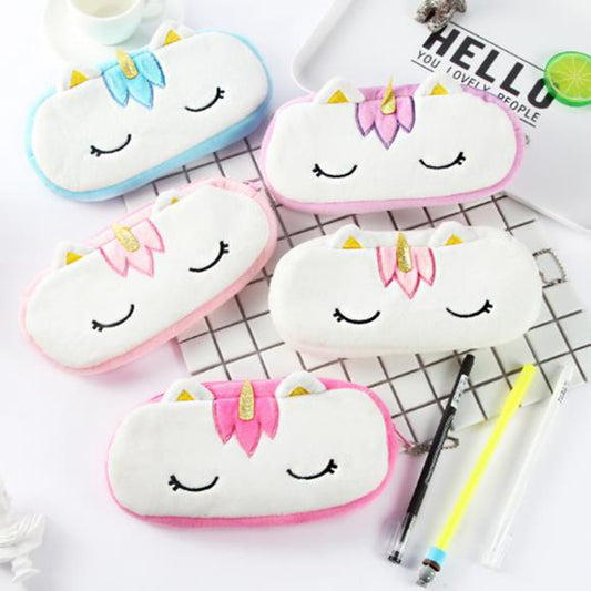 Cute Plush Baby Unicorn Pencil Bag Case