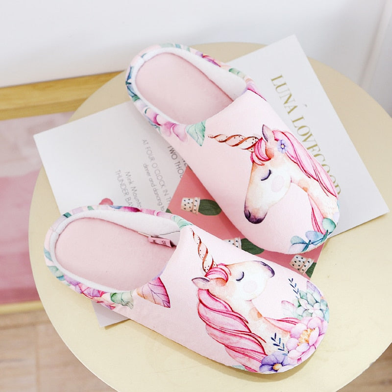Pink Floral Unicorn Slippers