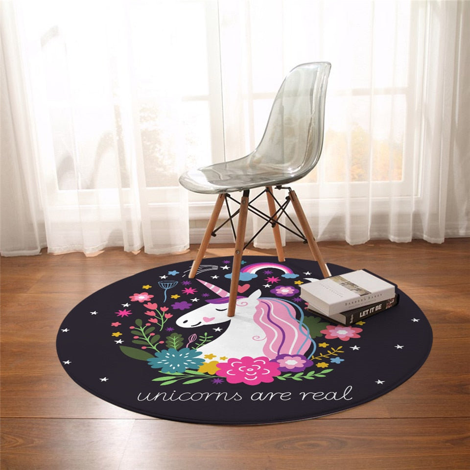 Pink Rainbow Sky Unicorn Area Rug Floor Mat - 100 Unicorns