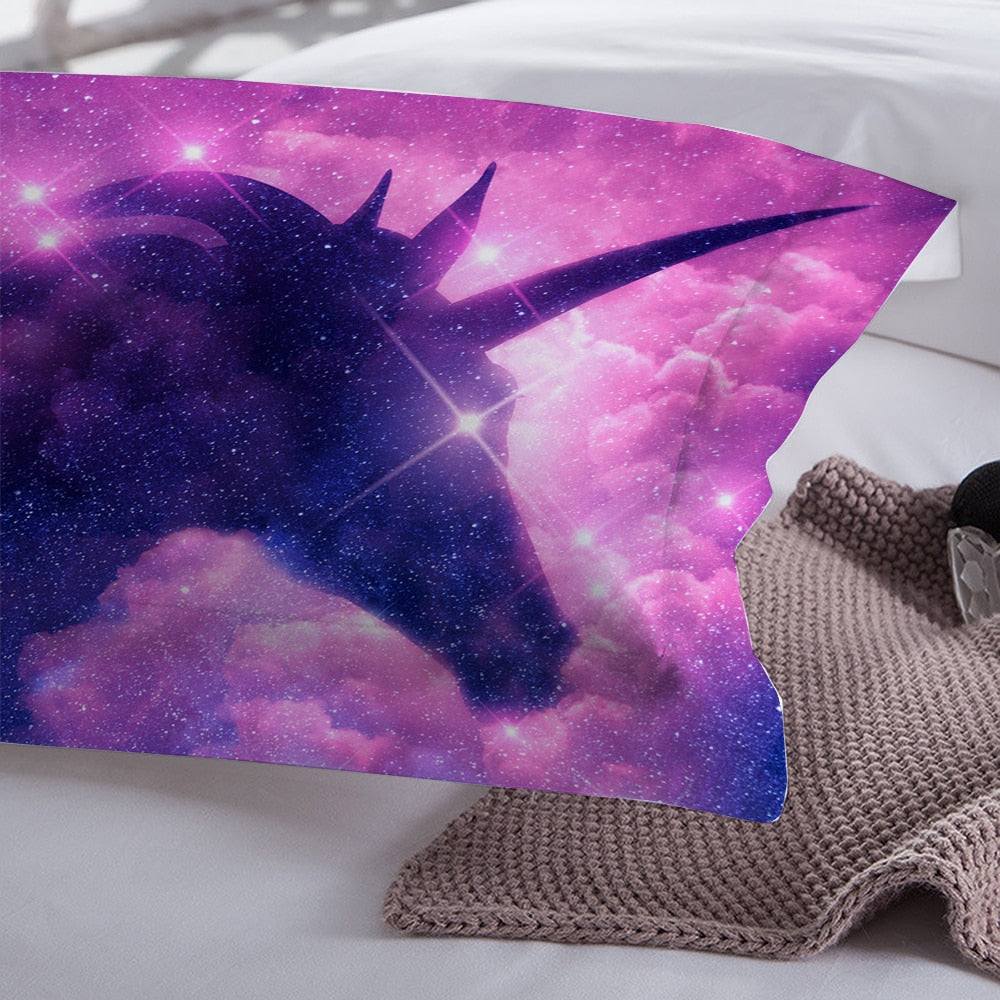 3-Piece Purple Galaxy Unicorn Duvet Bedding Set