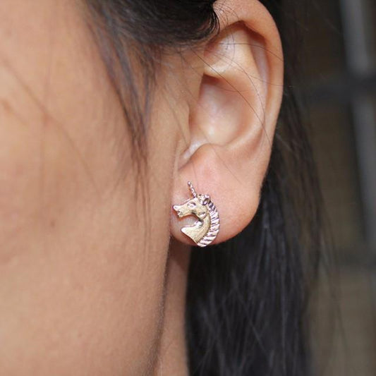 Silver Plated Unicorn Stud Earrings-100 Unicorns