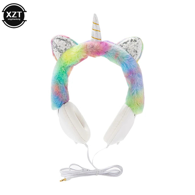 Fluffy Unicorn Wired Headphones