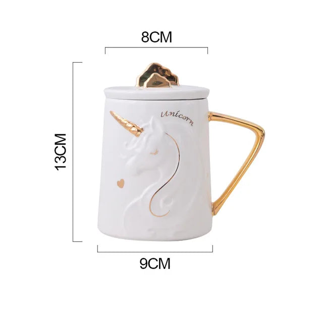 Gorgeous Relief Unicorn Coffee Mug with Phone Holder Lid