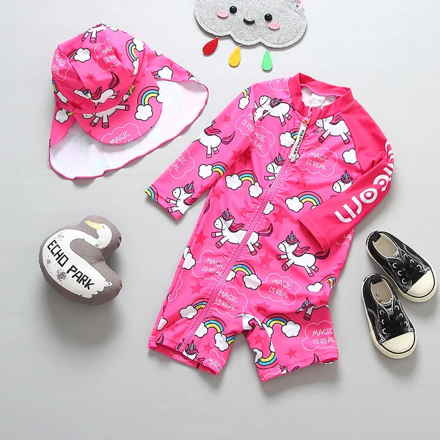Babies Magic is Real Unicorn Zip Up Swimsuit