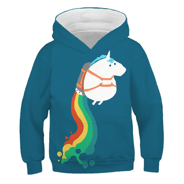Colorful Cartoon Rainbow Unicorn Hoodie Sweatshirt