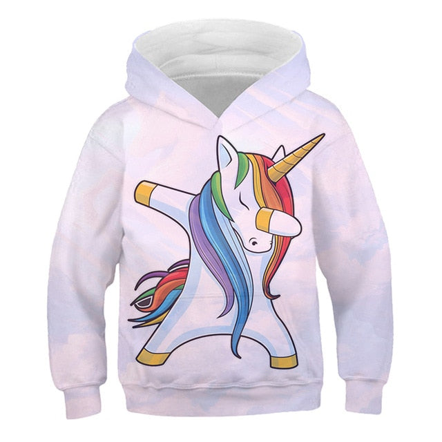 Colorful Cartoon Rainbow Unicorn Hoodie Sweatshirt