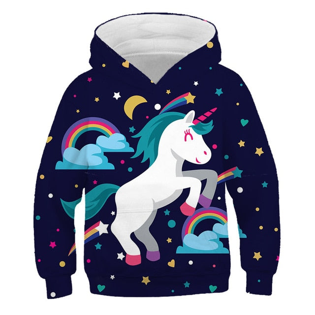 Colorful Cartoon Rainbow Unicorn Hoodie Sweatshirt