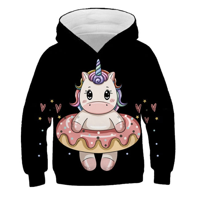 Colorful Cartoon Rainbow Unicorn Hoodie Sweatshirt