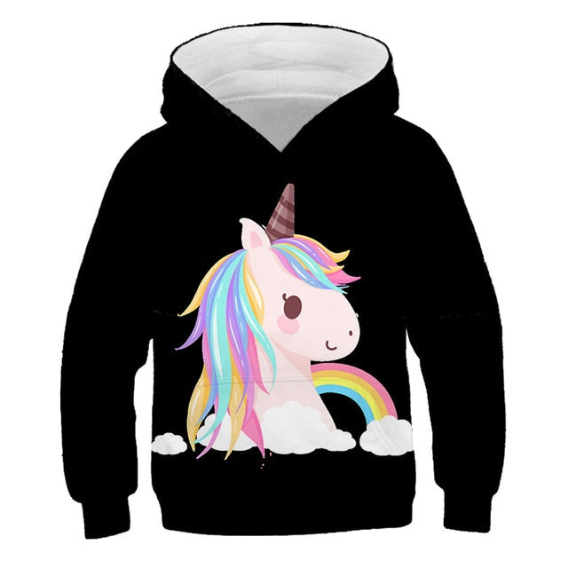 Colorful Cartoon Rainbow Unicorn Hoodie Sweatshirt