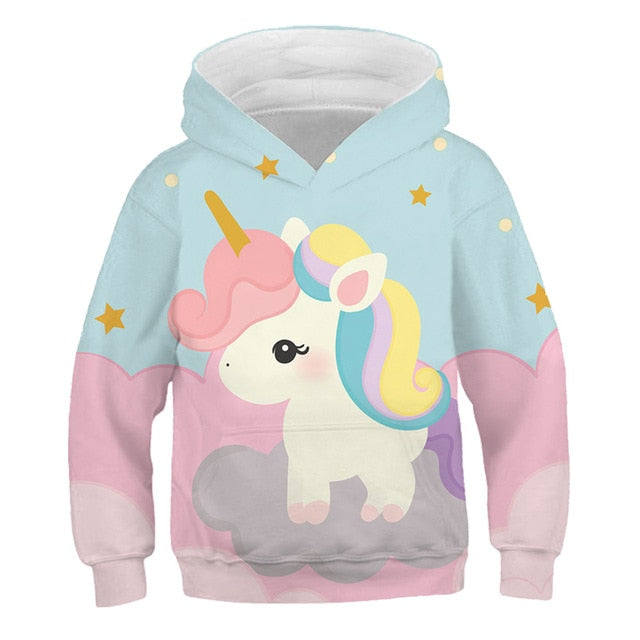 Colorful Cartoon Rainbow Unicorn Hoodie Sweatshirt