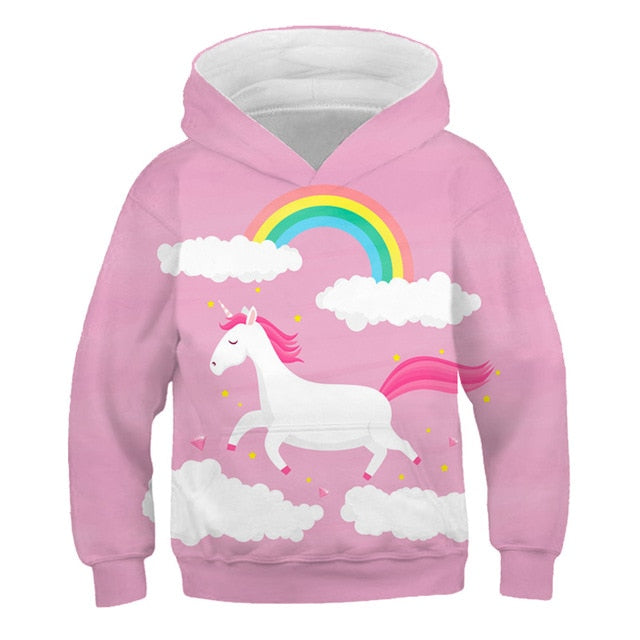 Colorful Cartoon Rainbow Unicorn Hoodie Sweatshirt