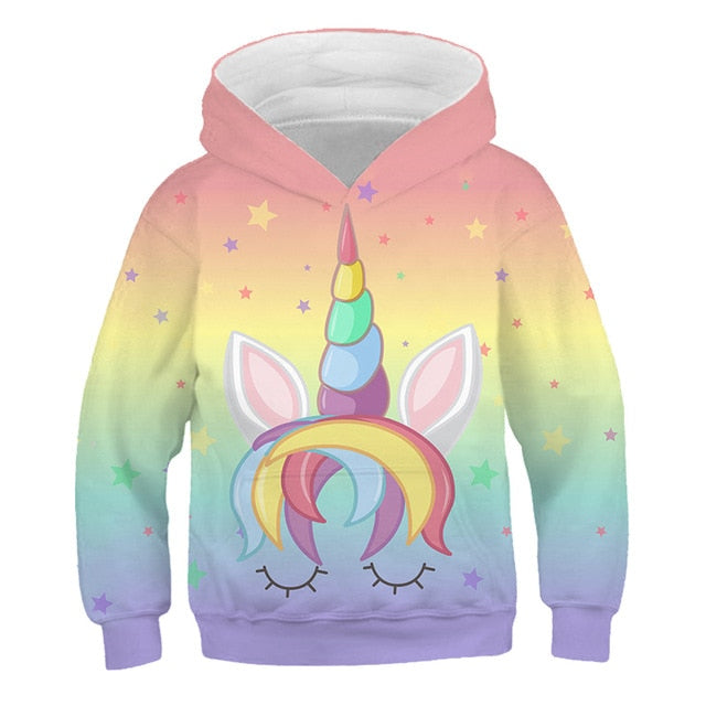 Colorful Cartoon Rainbow Unicorn Hoodie Sweatshirt