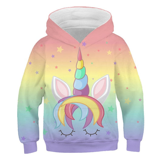 Colorful Cartoon Rainbow Unicorn Hoodie Sweatshirt