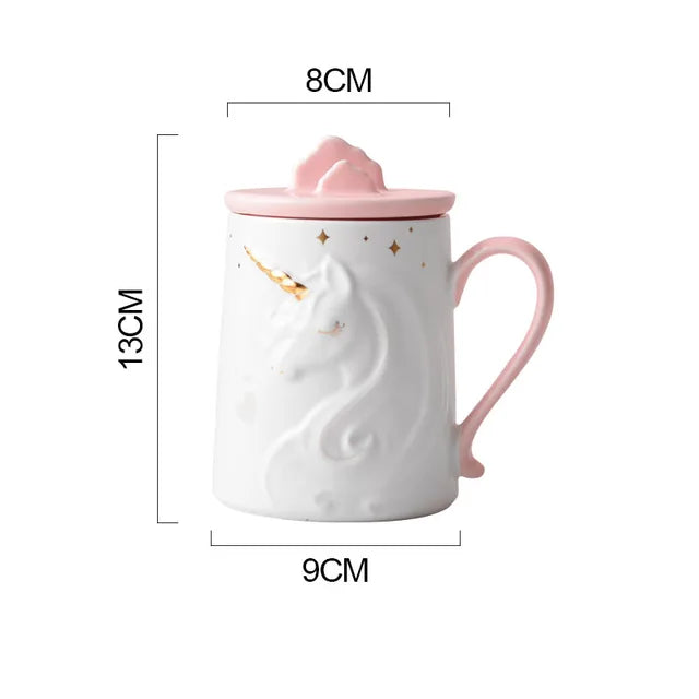 Gorgeous Relief Unicorn Coffee Mug with Phone Holder Lid
