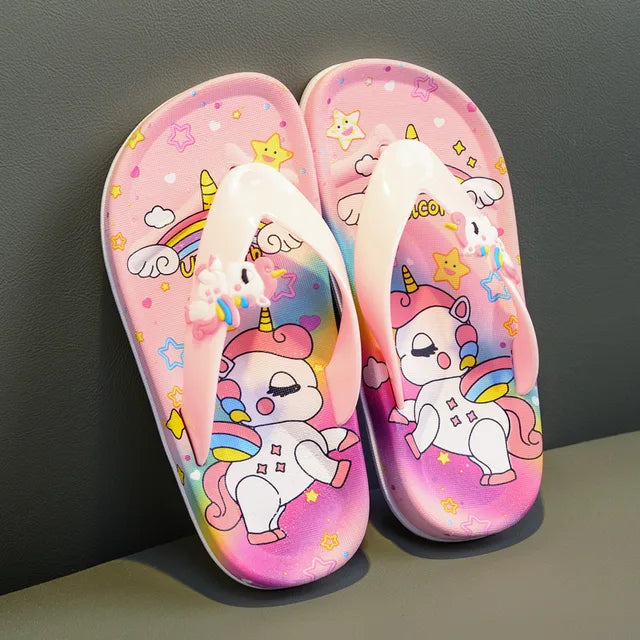 Girls Colorful Unicorn Flip-flops