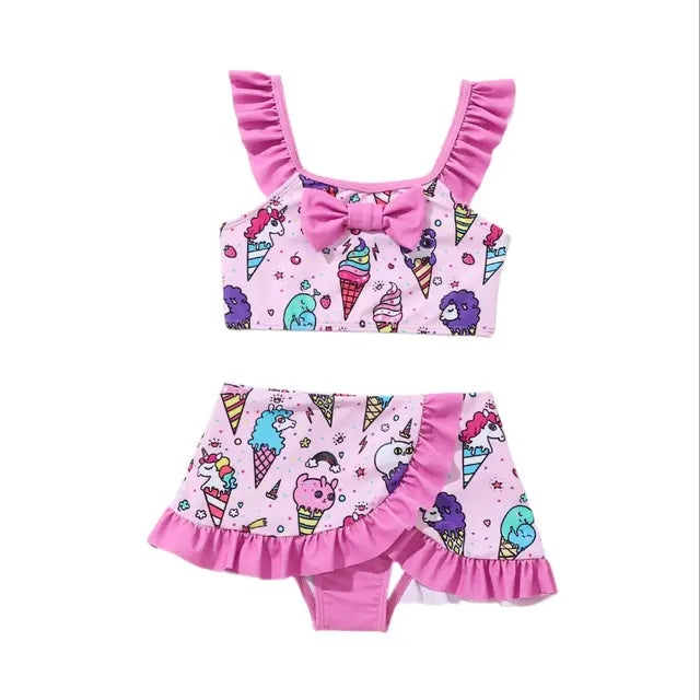 Girls 2 piece Unicorn Ice Cream swimsuit